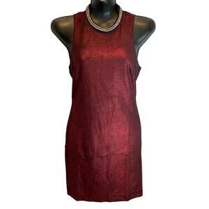 Lucy & Co Red Bodycon Dress with Rhinestone/Chain Neck Detailing - Medium